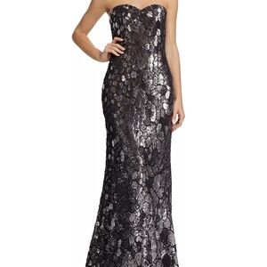 Strapless Sequined Evening Gown